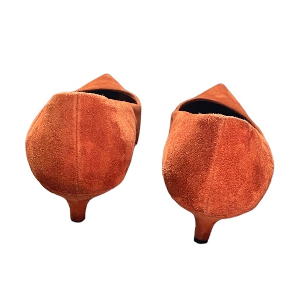 Prada Suede Kitten Heel Pointed Toe Pumps Orange 38.5 8.5 - Picture 5 of 9